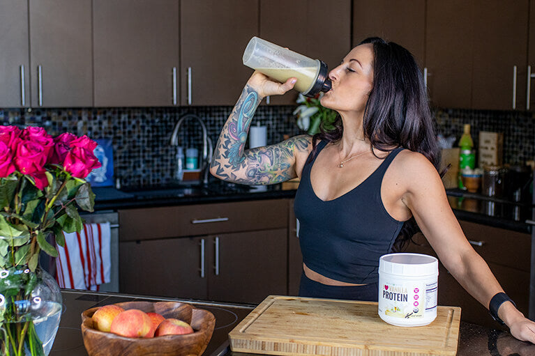 Image of Betty shaking a protein shake